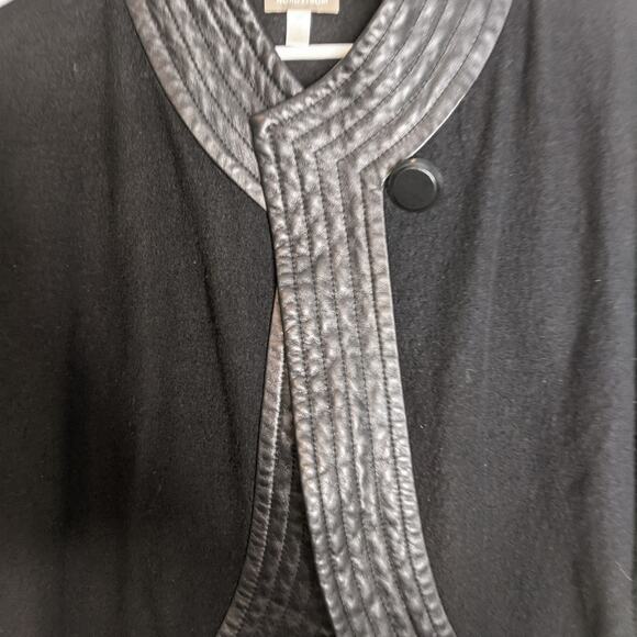 Nordstrom Vintage Wool Leather Jacket Blazer Kimono Sleeves One Button - Picture 5 of 10